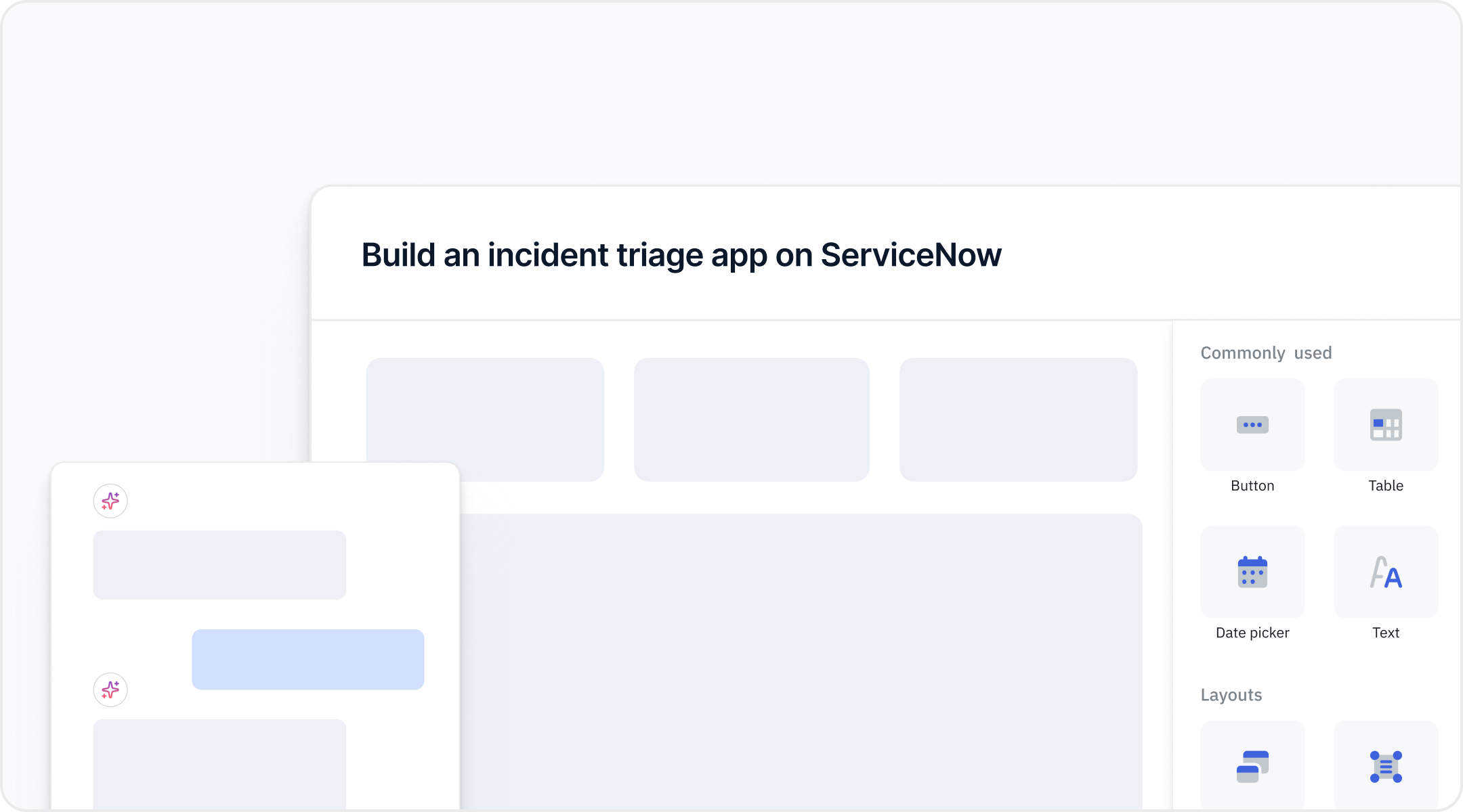 ToolJet's drag-and-drop app builder wired to ServiceNow data